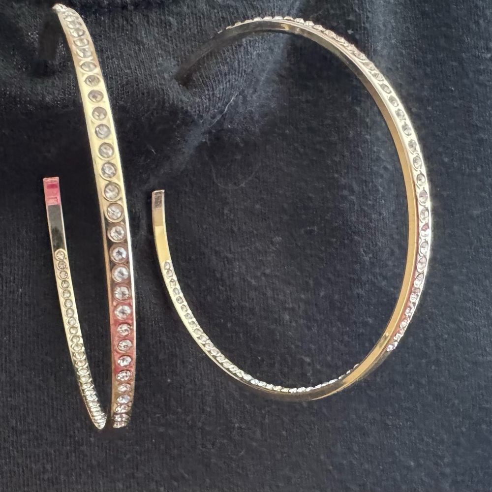 Sparkling Gold Crystal Embellished Hoop Earrings